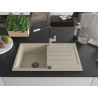 Mexen Bruno chiuvetă de granit cu o singură cuvă cu scurgător și baterie de bucătărie Flora, bej - 6513-69-670401-07-B