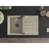 Mexen Bruno chiuvetă de bucătărie din granit cu 1 compartiment, cu scurgător și baterie Flora, bej - 6513-69-670401-07-B