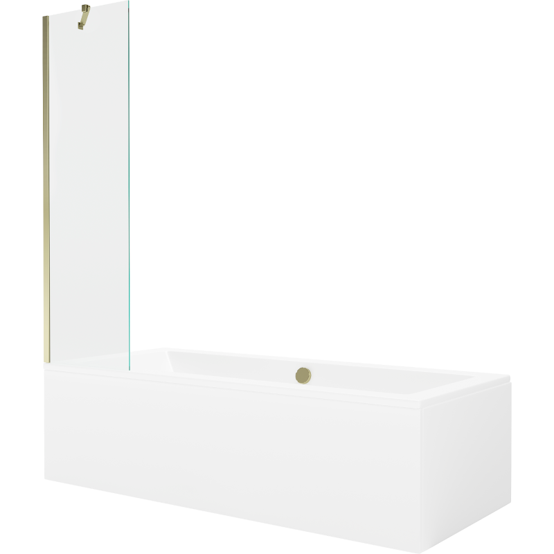Mexen Cube cadă de baie dreptunghiulară 170 x 80 cm cu obudowă și paravan cu un singur panou 50 cm, transparent, auriu - 550517?