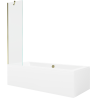 Mexen Cube cadă dreptunghiulară de 170 x 80 cm cu panouri si paravan cu 1 aripă 50 cm, transparent, auriu - 550517080X9505000050