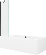 Mexen Cube téglalap alakú kád 170 x 80 cm burkolattal és 1-szárnyas paravánnal 50 cm, átlátszó, fekete - 550517080X9505000070