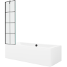 Mexen Cube téglalap alakú kád 170 x 80 cm burkolattal és 1-szárnyú paravánnal, fekete minta - 550517080X9505007077