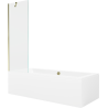 Mexen Cube téglalap alakú kád 170 x 80 cm burkolattal és 1-szárnyú paravánnal 60 cm, átlátszó, arany