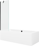 Mexen Cube téglalap alakú fürdőkád 170 x 80 cm burkolattal és 1-szárnyú paravánnal 60 cm, átlátszó, fekete