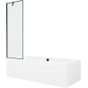 Mexen Cube téglalap alakú kád 170 x 80 cm burkolattal és 1-szárnyú paravánnal 60 cm, fekete mintával