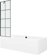 Mexen Cube 170 x 80 cm-es téglalap alakú kád burkolattal és 1-szárnyú paravánnal, fekete mintával - 550517080X9506007077
