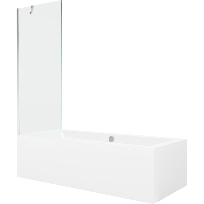 Mexen Cube téglalap alakú kád 170 x 80 cm burkolattal és 1 szárnyú paravánnal 70 cm, átlátszó, króm
