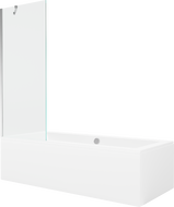 Mexen Cube cadă dreptunghiulară 170 x 80 cm cu carcasă și paravan cu 1 aripă 70 cm, transparent, crom