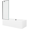 Mexen Cube cadă dreptunghiulară 170 x 80 cm cu panou și paravan cu 1 canat 70 cm, model negru - 550517080X9507007070