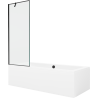 Mexen Cube cadă dreptunghiulară de 170 x 80 cm cu panouri si paravan cu 1 aripă 70 cm, Model negru - 550517080X9507007070