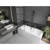 Mexen Cube téglalap alakú kád, 170 x 80 cm, burkolattal és 1-szárnyas paravánnal, 70 cm, fekete minta