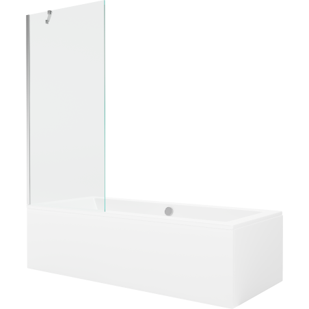 Mexen Cube cada dreptunghiulară 170 x 80 cm cu carcasă și paravan cu 1 panou de 80 cm, transparent, crom