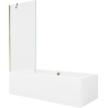 Mexen Cube cadă dreptunghiulară de 170 x 80 cm cu panouri si paravan cu 1 aripă 80 cm, transparent, auriu - 550517080X9508000050