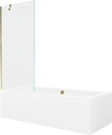 Mexen Cube cadă dreptunghiulară de 170 x 80 cm cu panouri si paravan cu 1 aripă 80 cm, transparent, auriu - 550517080X9508000050