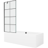 Mexen Cube cadă dreptunghiulară 170 x 80 cm cu înveliș și paravan cu 1 canat 80 cm, model negru - 550517080X9508007077
