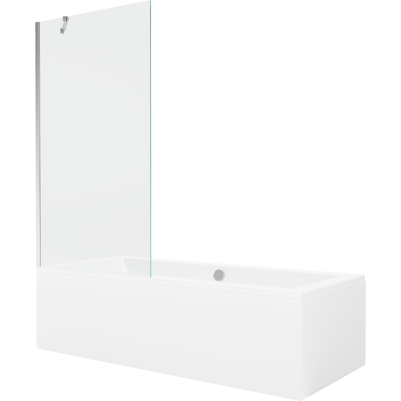 Mexen Cube 170 x 80 cm téglalap alakú kád burkolattal és 1 szárnyas kádparavánnal 90 cm, Átlátszó, Króm - 550517080X9509000001