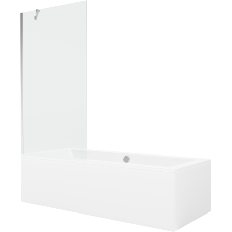 Mexen Cube 170 x 80 cm téglalap alakú kád burkolattal és 1 szárnyas kádparavánnal 90 cm, Átlátszó, Króm - 550517080X9509000001