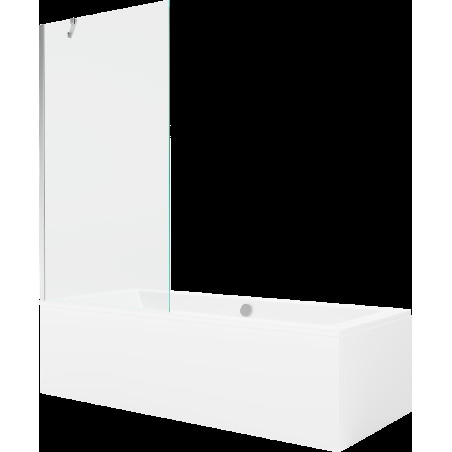 Mexen Cube cadă dreptunghiulară de 170 x 80 cm cu panouri si paravan cu 1 aripă 90 cm, transparent, crom - 550517080X9509000001