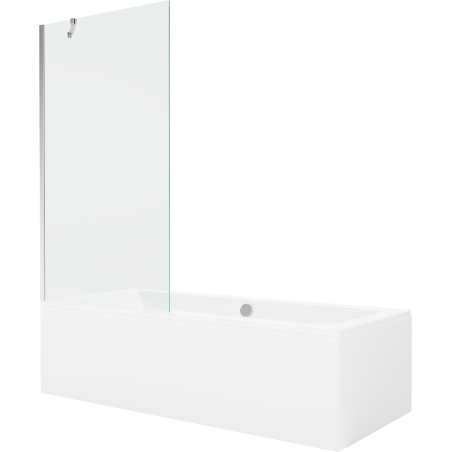 Mexen Cube téglalap alakú kád 170 x 80 cm burkolattal és 1-szárnyú paravánnal 90 cm, átlátszó, króm