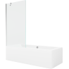 Mexen Cube 170 x 80 cm téglalap alakú kád burkolattal és 1 szárnyas kádparavánnal 90 cm, Átlátszó, Króm - 550517080X9509000001