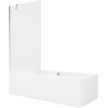 Mexen Cube téglalap alakú kád 170 x 80 cm burkolattal és 1 szárnyas paravánnal 90 cm, átlátszó, króm