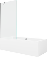 Mexen Cube téglalap alakú kád 170 x 80 cm burkolattal és 1 szárnyas paravánnal 90 cm, átlátszó, króm