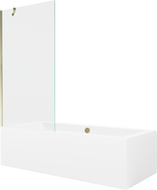 Mexen Cube cadă dreptunghiulară de 170 x 80 cm cu panouri si paravan cu 1 aripă 90 cm, transparent, auriu - 550517080X9509000050