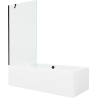 Mexen Cube cada dreptunghiulară 170 x 80 cm cu mască și paravan cu 1 panou de 90 cm, transparent, negru