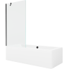 Mexen Cube cadă dreptunghiulară 170 x 80 cm cu panou și paravan 1-batant 90 cm, transparent, negru - 550517080X9509000070