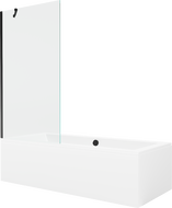 Mexen Cube cadă dreptunghiulară 170 x 80 cm cu panou și paravan 1-batant 90 cm, transparent, negru - 550517080X9509000070
