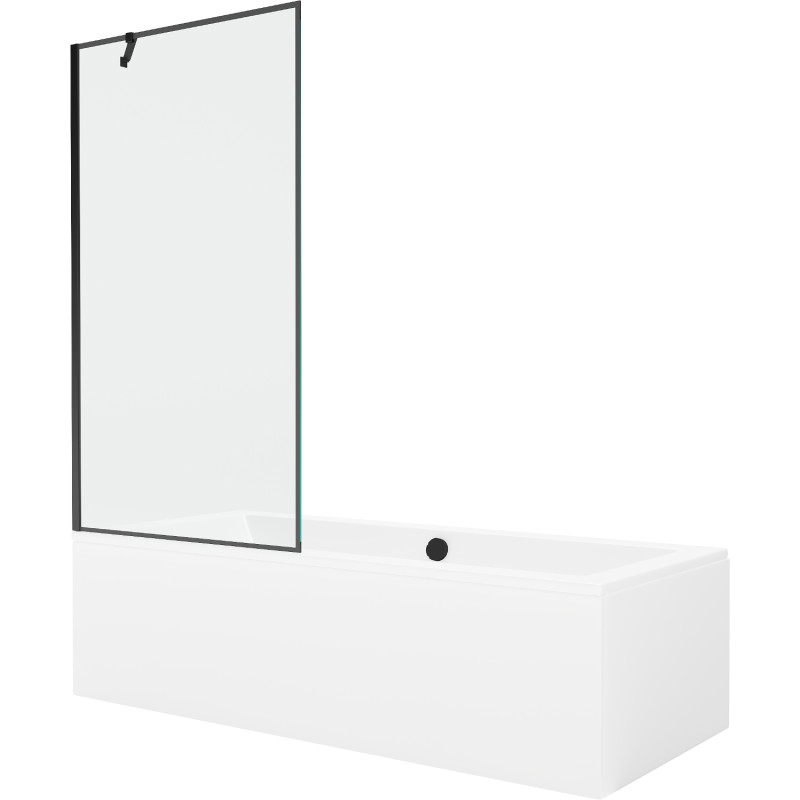 Mexen Cube téglalap alakú kád 170 x 80 cm burkolattal és egyszárnyú paravánnal 90 cm, fekete minta - 550517080X9509007070