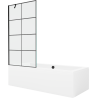 Mexen Cube cadă dreptunghiulară de 170 x 80 cm cu panouri si paravan cu 1 aripă 90 cm, Model negru - 550517080X9509007077