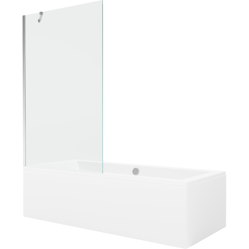 Mexen Cube cadă dreptunghiulară de 170 x 80 cm cu panouri si paravan cu 1 aripă 100 cm, transparent, crom - 550517080X9510000001