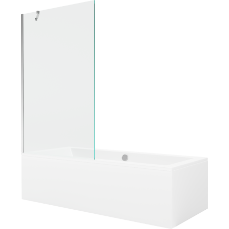 Mexen Cube cadă dreptunghiulară de 170 x 80 cm cu panouri si paravan cu 1 aripă 100 cm, transparent, crom - 550517080X9510000001