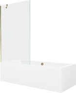 Mexen Cube téglalap alakú kád 170 x 80 cm burkolattal és 1-szárnyas paravánnal 100 cm, átlátszó, arany