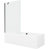 Mexen Cube téglalap alakú kád 170 x 80 cm burkolattal és 1 szárnyú 100 cm-es paravánnal, átlátszó, fekete