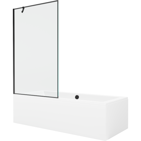 Mexen Cube téglalap alakú kád 170 x 80 cm burkolattal és 1 szárnyú paravánnal 100 cm, fekete minta - 550517080X9510007070