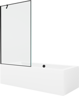 Mexen Cube téglalap alakú kád 170 x 80 cm burkolattal és egyajtós paravánnal 100 cm, fekete minta - 550517080X9510007070