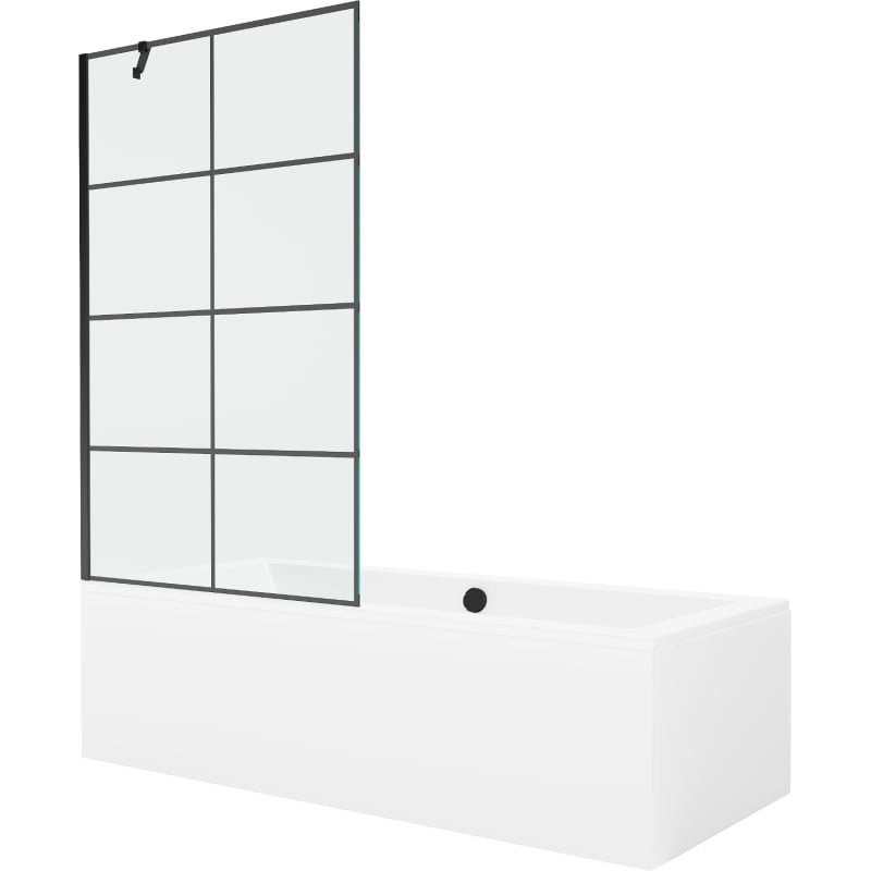 Mexen Cube téglalap alakú kád 170 x 80 cm burkolattal és 1-lemezes paravánnal 100 cm, fekete minta - 550517080X9510007077