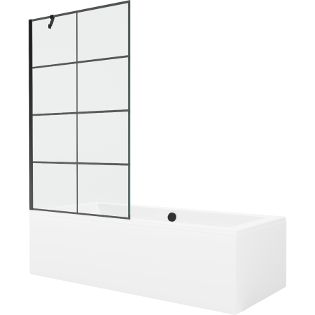 Mexen Cube téglalap alakú kád 170 x 80 cm burkolattal és 1-lemezes paravánnal 100 cm, fekete minta - 550517080X9510007077