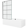 Mexen Cube téglalap alakú kád 170 x 80 cm burkolattal és 1-lemezes paravánnal 100 cm, fekete minta - 550517080X9510007077