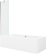 Mexen Cube cadă dreptunghiulară de 180 x 80 cm cu panouri si paravan cu 1 aripă 50 cm, transparent, crom - 550518080X9505000001