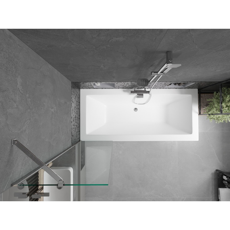 Mexen Cube 180 x 80 cm-es téglalap alakú kád burkolattal és 1-szárnyú paravánnal 50 cm, átlátszó, króm