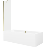 Mexen Cube cadă dreptunghiulară 180 x 80 cm cu carcasă și paravan cu 1 canat 50 cm, transparent, auriu - 550518080X9505000050