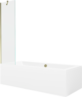 Mexen Cube cadă dreptunghiulară de 180 x 80 cm cu panouri si paravan cu 1 aripă 50 cm, transparent, auriu - 550518080X9505000050