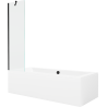 Mexen Cube cadă dreptunghiulară 180 x 80 cm cu carcasă și paravan 1-aripă 50 cm, transparent, negru - 550518080X9505000070