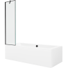 Mexen Cube téglalap alakú kád 180 x 80 cm burkolattal és 1 szárnyú paravánnal 50 cm, fekete mintás