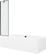 Mexen Cube cadă dreptunghiulară 180 x 80 cm cu carcasă și ecran de baie cu 1 panou de 50 cm, model negru