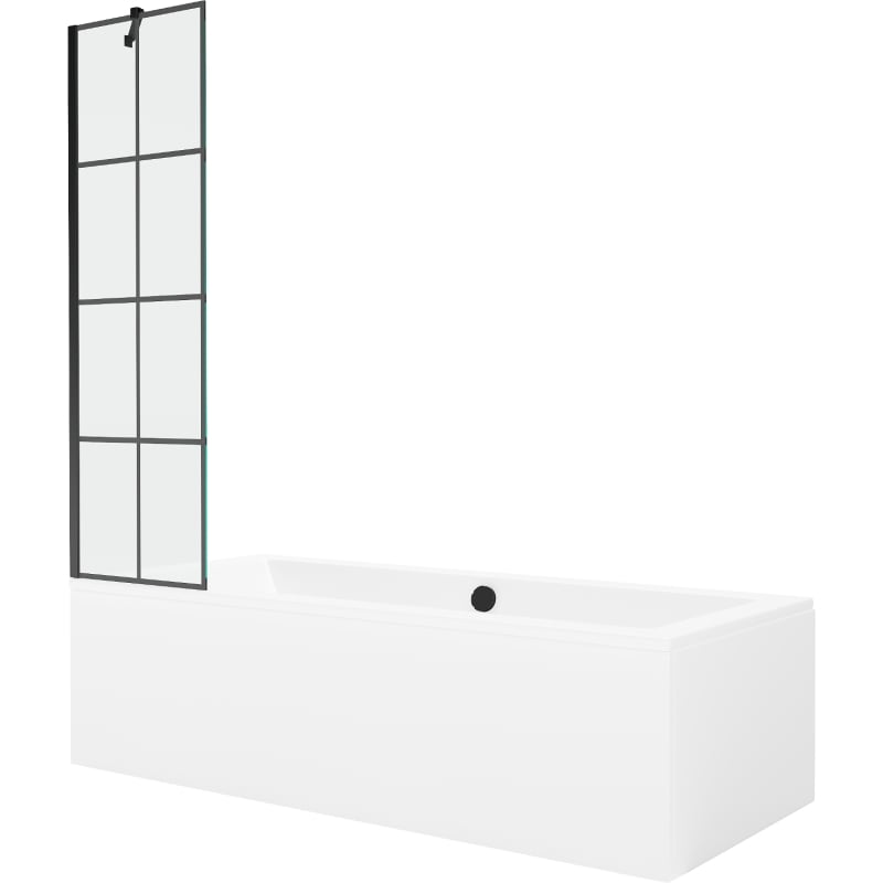 Mexen Cube téglalap alakú 180 x 80 cm-es kád burkolattal és 1-szárnyú zuhanyfallal 50 cm, fekete minta