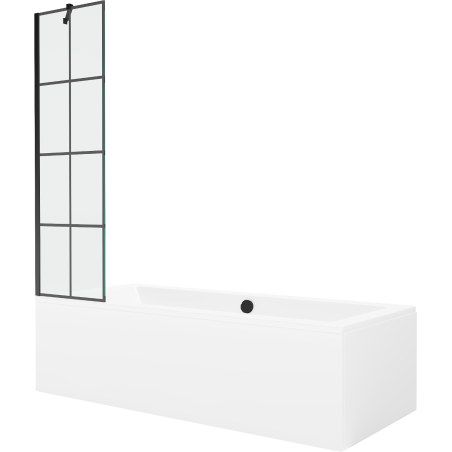 Mexen Cube téglalap alakú 180 x 80 cm-es kád burkolattal és 1-szárnyú zuhanyfallal 50 cm, fekete minta